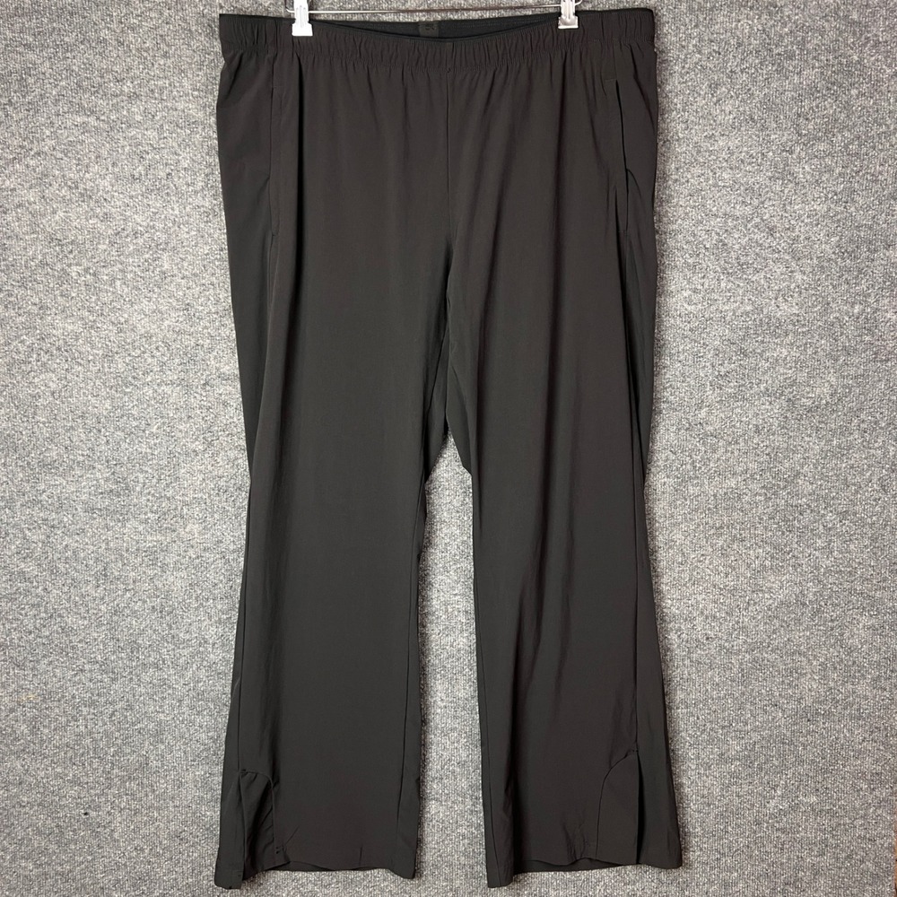 Paskho Black Nylon Elastane‎ Athletic Lounge Pants Wide Leg Side Slit XXL
